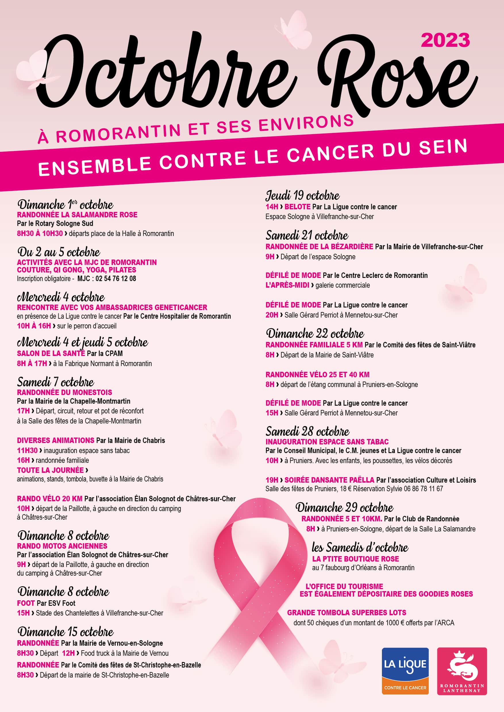 Programme Octobre Rose pour Romorantin et ses environs